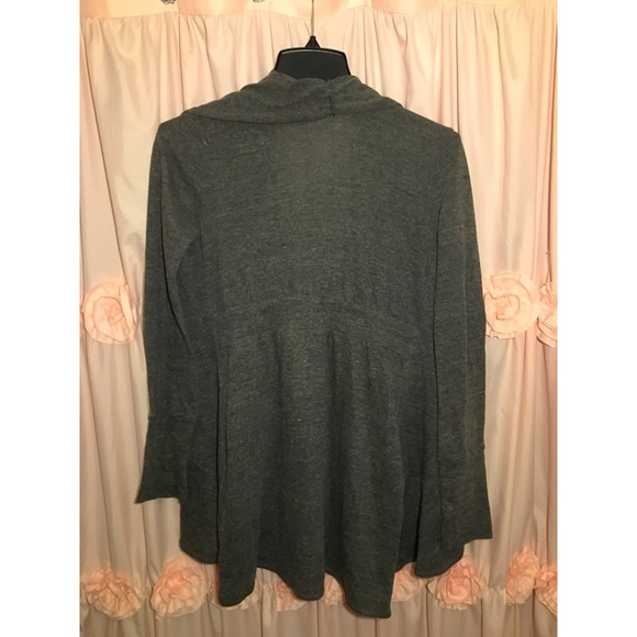 Womens Gray Ruffled Cardigan - Picture 6 of 7